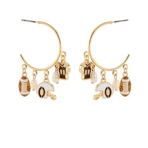 Football Enamel Charm Trimmed Hoops